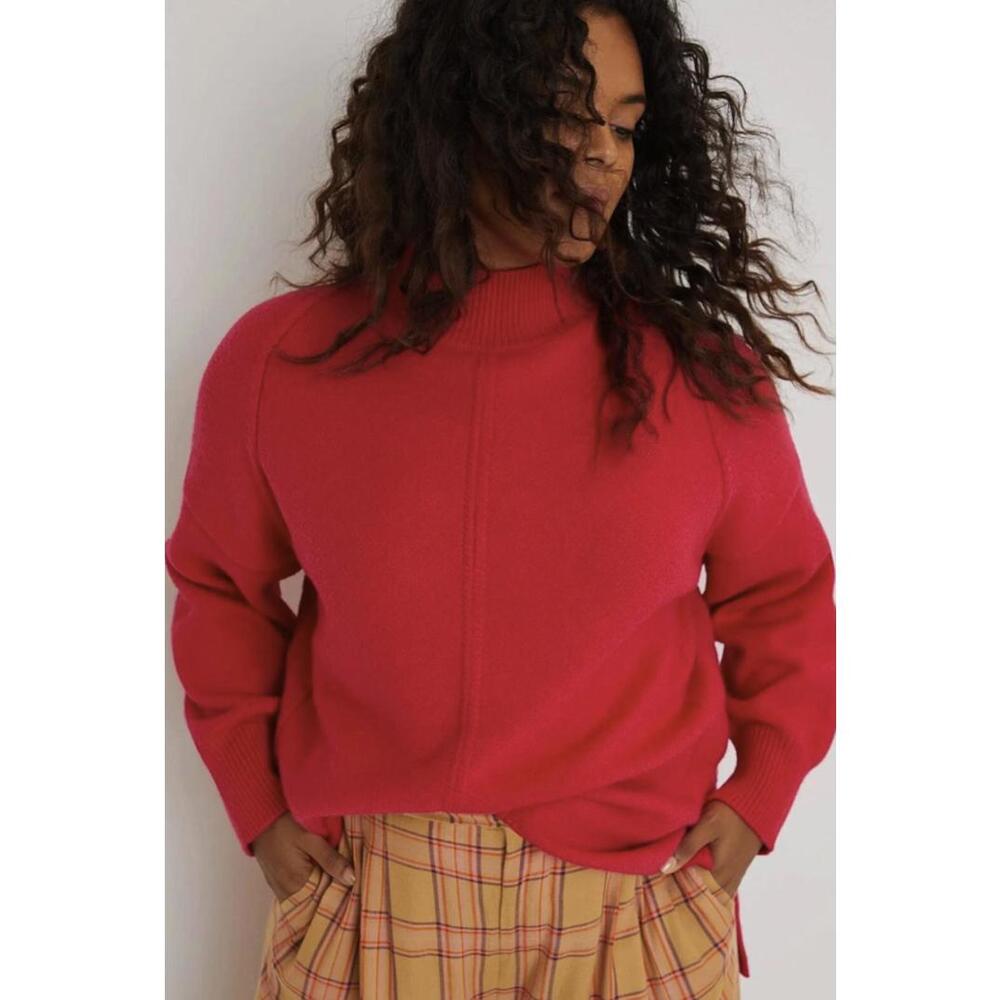 Maeve by Anthropologie Bright Red Crystal Knit Tunic Sweater - Size - Small